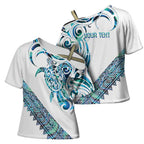 Kahui Whetu Paua shell Kowhaiwhai Taniko Personalised Cross Shoulder Shirt Turtle Tattoo Maori Tribal Style