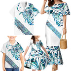 Kahui Whetu Paua shell Kowhaiwhai Taniko Personalised Family Matching Mermaid Dress and Hawaiian Shirt Turtle Tattoo Maori Tribal Style