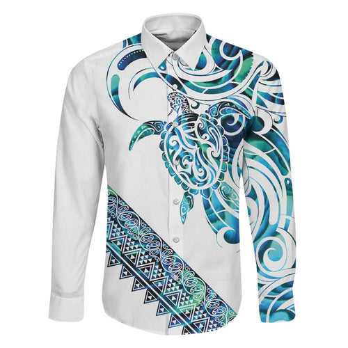 Kahui Whetu Paua shell Kowhaiwhai Taniko Personalised Family Matching Off Shoulder Maxi Dress and Hawaiian Shirt Turtle Tattoo Maori Tribal Style