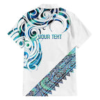 Kahui Whetu Paua shell Kowhaiwhai Taniko Personalised Family Matching Off Shoulder Short Dress and Hawaiian Shirt Turtle Tattoo Maori Tribal Style