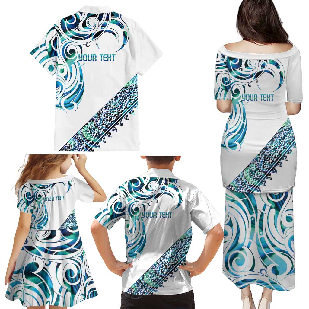 Kahui Whetu Paua shell Kowhaiwhai Taniko Personalised Family Matching Puletasi and Hawaiian Shirt Turtle Tattoo Maori Tribal Style