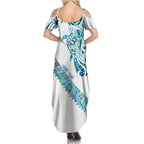 Kahui Whetu Paua shell Kowhaiwhai Taniko Personalised Family Matching Summer Maxi Dress and Hawaiian Shirt Turtle Tattoo Maori Tribal Style