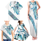 Kahui Whetu Paua shell Kowhaiwhai Taniko Personalised Family Matching Tank Maxi Dress and Hawaiian Shirt Turtle Tattoo Maori Tribal Style
