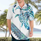Kahui Whetu Paua shell Kowhaiwhai Taniko Personalised Hawaiian Shirt Turtle Tattoo Maori Tribal Style