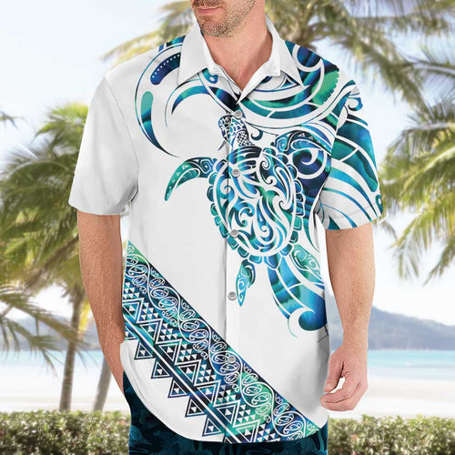 Kahui Whetu Paua shell Kowhaiwhai Taniko Personalised Hawaiian Shirt Turtle Tattoo Maori Tribal Style