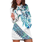 Kahui Whetu Paua shell Kowhaiwhai Taniko Personalised Hoodie Dress Turtle Tattoo Maori Tribal Style