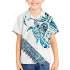 Kahui Whetu Paua shell Kowhaiwhai Taniko Personalised Kid Hawaiian Shirt Turtle Tattoo Maori Tribal Style