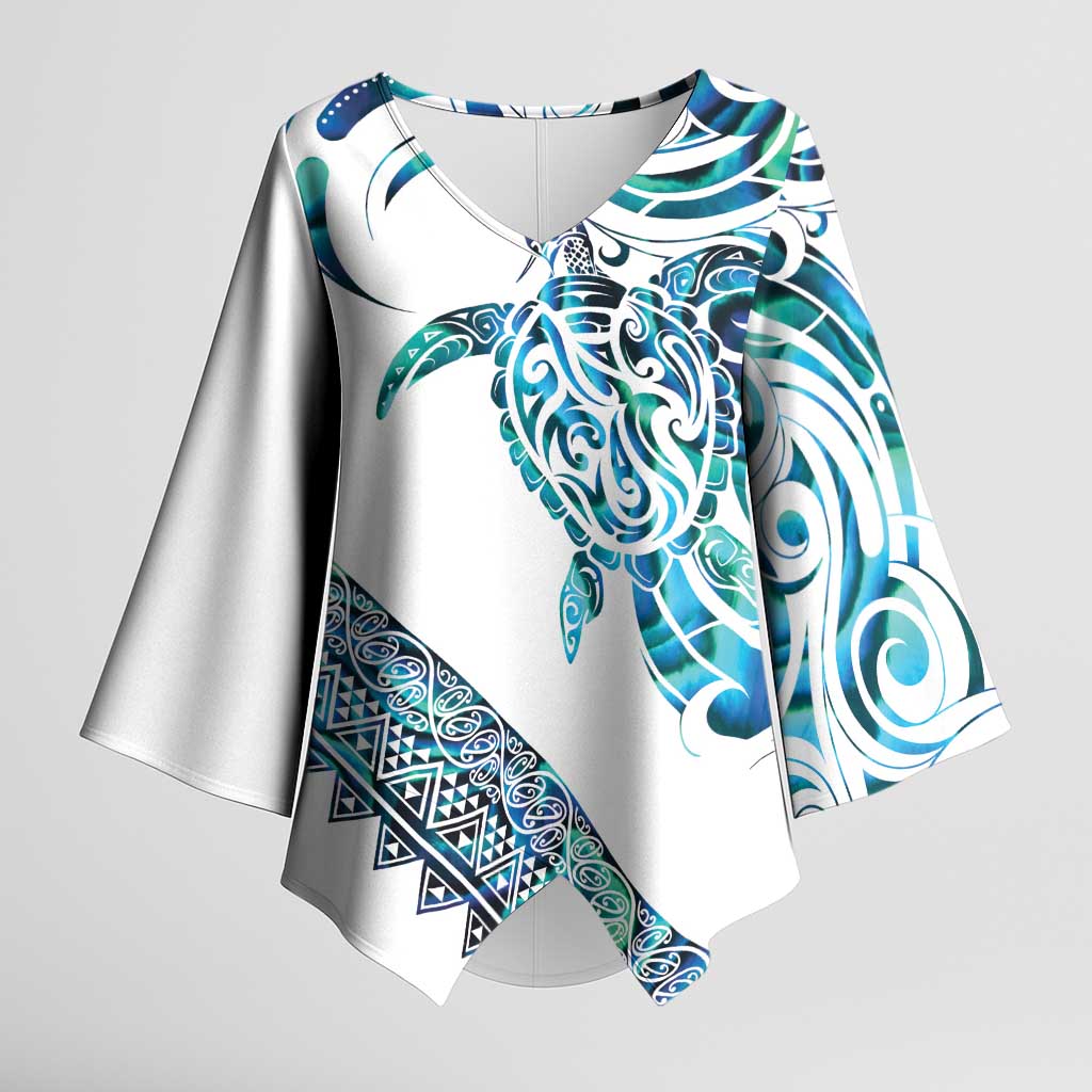 Kahui Whetu Paua shell Kowhaiwhai Taniko Personalised Kimono Sleeve Blouse Turtle Tattoo Maori Tribal Style