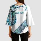 Kahui Whetu Paua shell Kowhaiwhai Taniko Personalised Kimono Sleeve Blouse Turtle Tattoo Maori Tribal Style