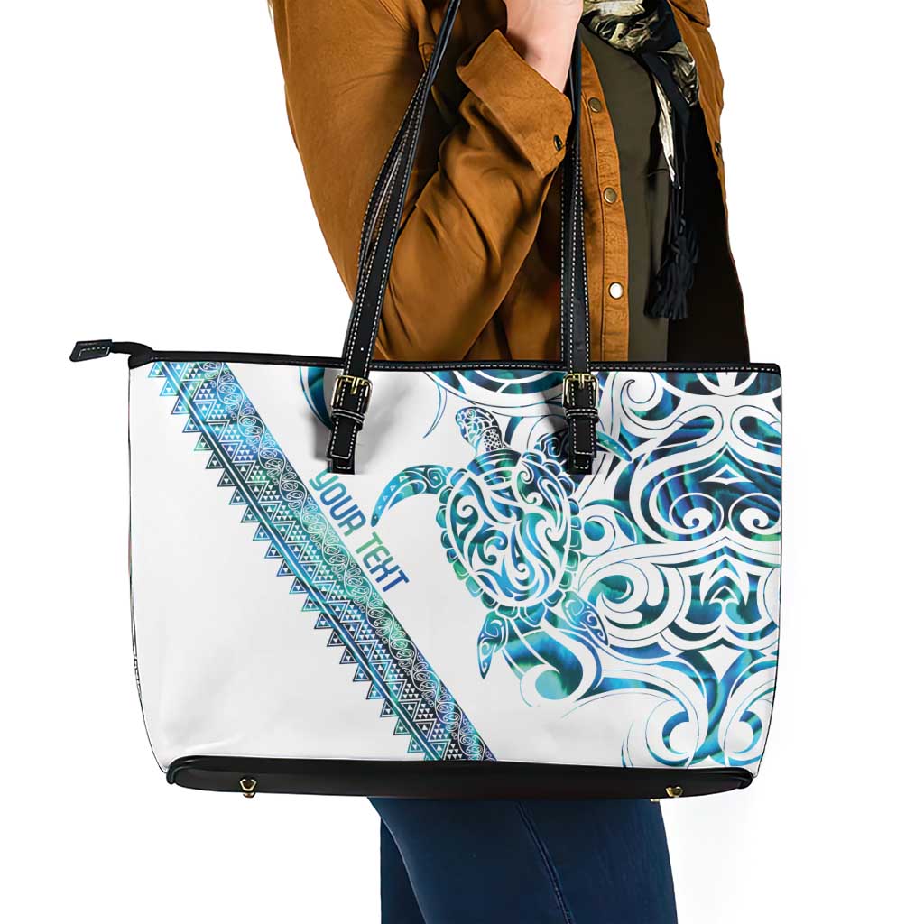 Kahui Whetu Paua shell Kowhaiwhai Taniko Personalised Leather Tote Bag Turtle Tattoo Maori Tribal Style