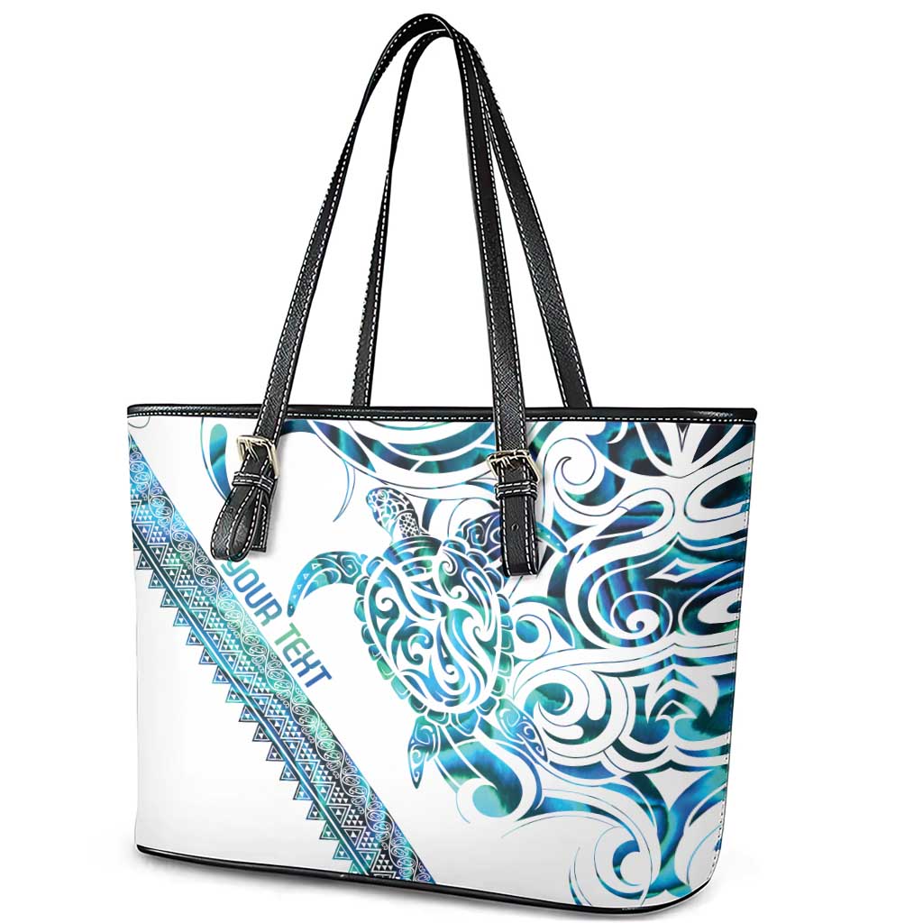 Kahui Whetu Paua shell Kowhaiwhai Taniko Personalised Leather Tote Bag Turtle Tattoo Maori Tribal Style