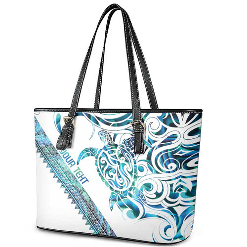 Kahui Whetu Paua shell Kowhaiwhai Taniko Personalised Leather Tote Bag Turtle Tattoo Maori Tribal Style