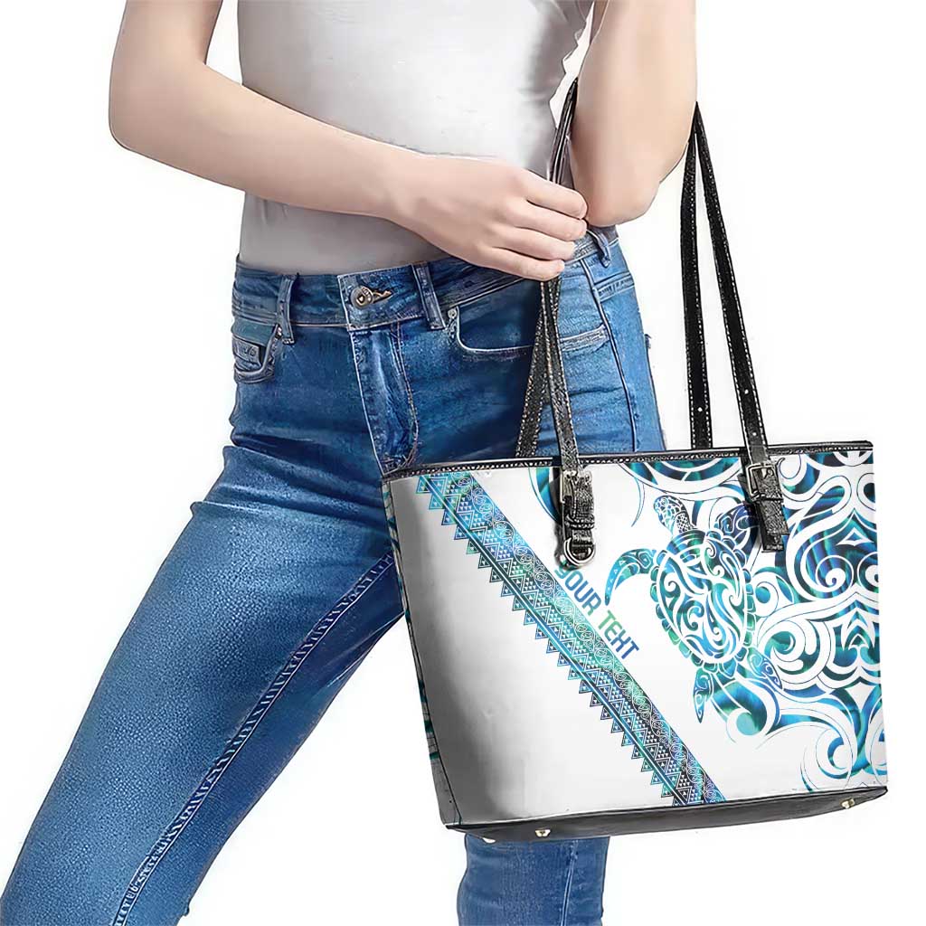 Kahui Whetu Paua shell Kowhaiwhai Taniko Personalised Leather Tote Bag Turtle Tattoo Maori Tribal Style