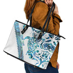Kahui Whetu Paua shell Kowhaiwhai Taniko Personalised Leather Tote Bag Turtle Tattoo Maori Tribal Style