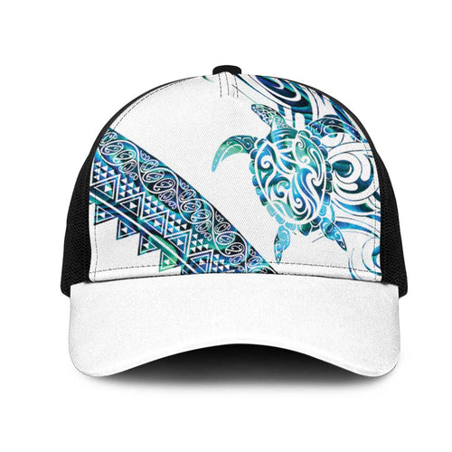 Kahui Whetu Paua shell Kowhaiwhai Taniko Mesh Trucker Cap Turtle Tattoo Maori Tribal Style