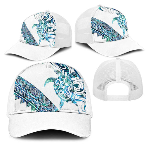 Kahui Whetu Paua shell Kowhaiwhai Taniko Mesh Trucker Cap Turtle Tattoo Maori Tribal Style