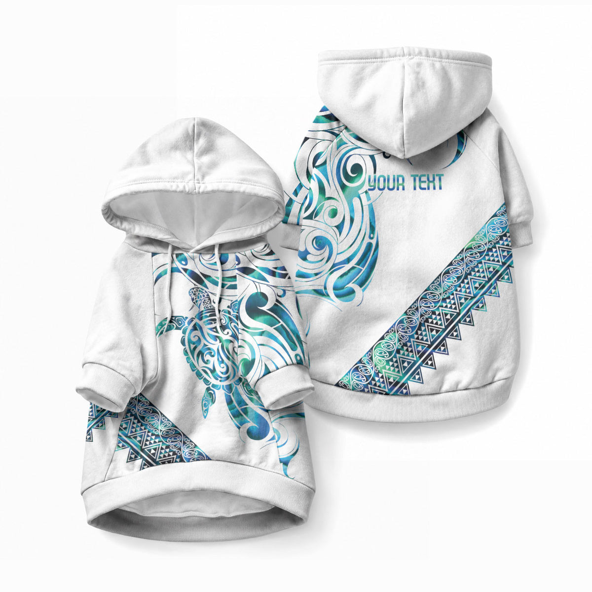 Kahui Whetu Paua shell Kowhaiwhai Taniko Personalised Pet Hoodie Turtle Tattoo Maori Tribal Style