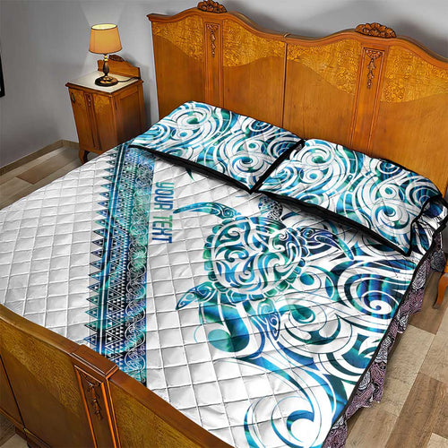 Kahui Whetu Paua shell Kowhaiwhai Taniko Personalised Quilt Bed Set Turtle Tattoo Maori Tribal Style