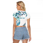 Kahui Whetu Paua shell Kowhaiwhai Taniko Personalised Raglan Cropped T Shirt Turtle Tattoo Maori Tribal Style