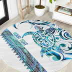 Kahui Whetu Paua shell Kowhaiwhai Taniko Personalised Round Carpet Turtle Tattoo Maori Tribal Style