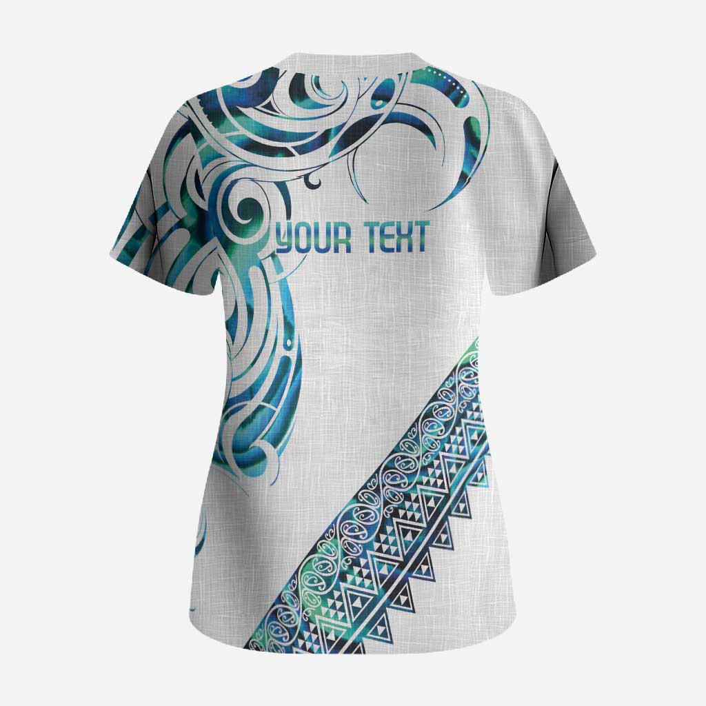 Kahui Whetu Paua shell Kowhaiwhai Taniko Personalised Scrub Top Turtle Tattoo Maori Tribal Style