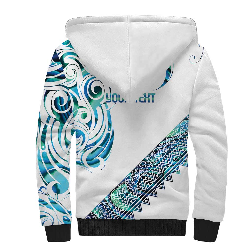Kahui Whetu Paua shell Kowhaiwhai Taniko Personalised Sherpa Hoodie Turtle Tattoo Maori Tribal Style