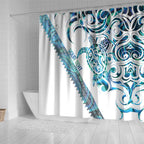 Kahui Whetu Paua shell Kowhaiwhai Taniko Personalised Shower Curtain Turtle Tattoo Maori Tribal Style
