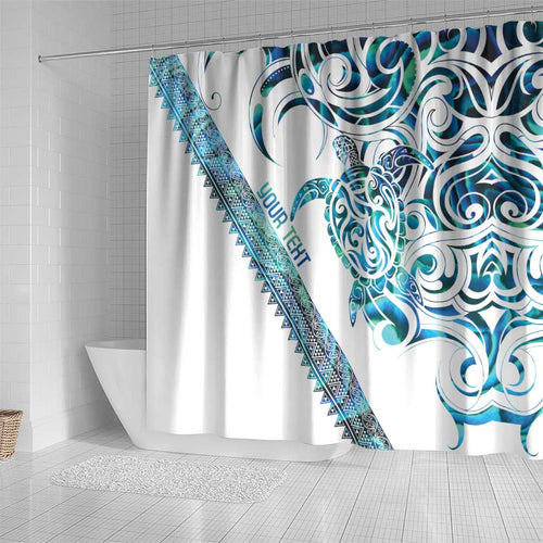 Kahui Whetu Paua shell Kowhaiwhai Taniko Personalised Shower Curtain Turtle Tattoo Maori Tribal Style