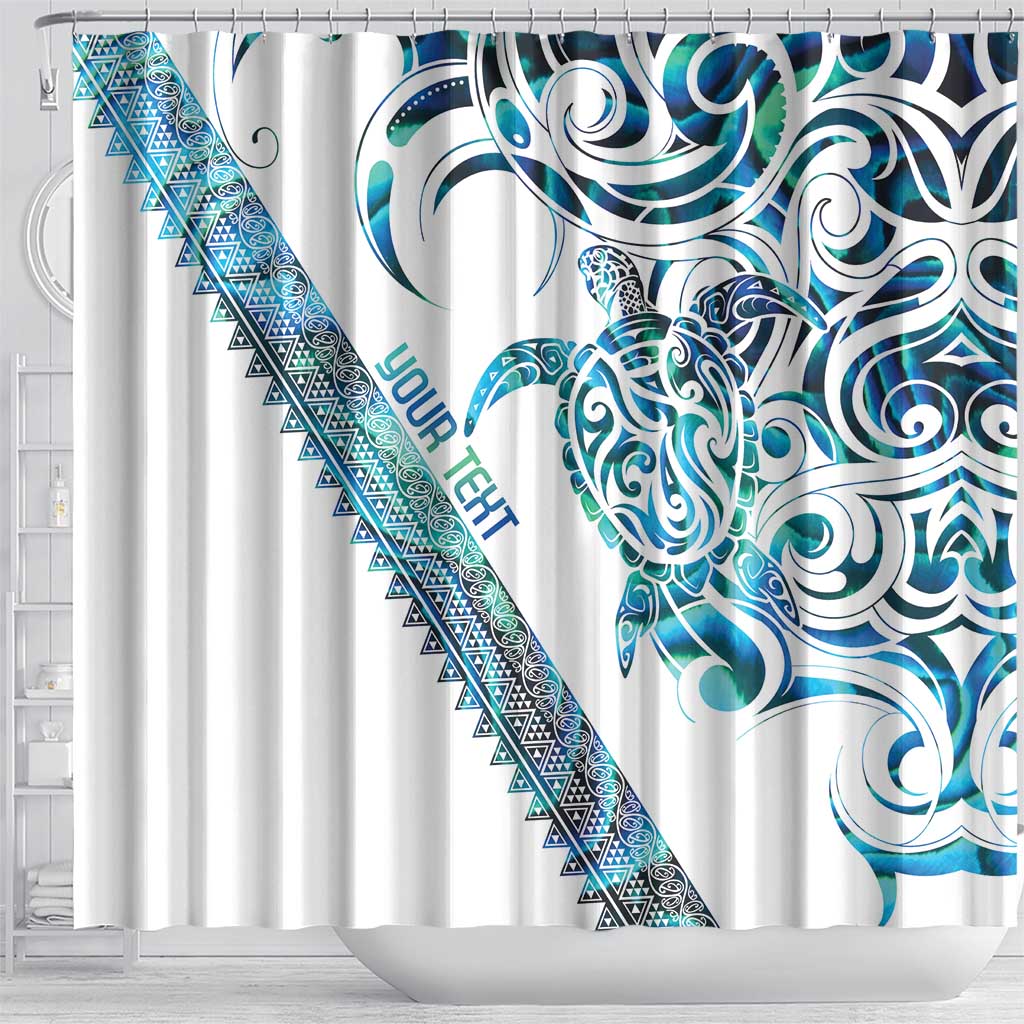 Kahui Whetu Paua shell Kowhaiwhai Taniko Personalised Shower Curtain Turtle Tattoo Maori Tribal Style