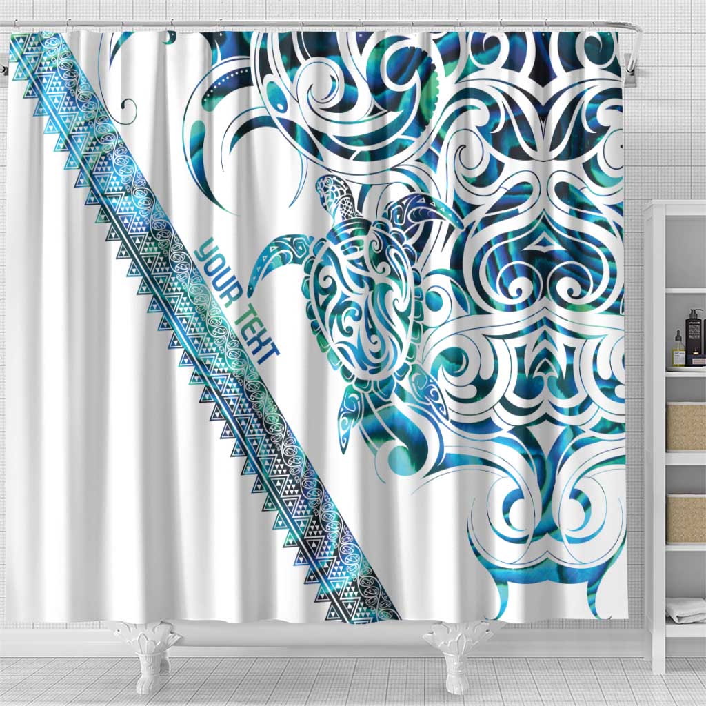 Kahui Whetu Paua shell Kowhaiwhai Taniko Personalised Shower Curtain Turtle Tattoo Maori Tribal Style