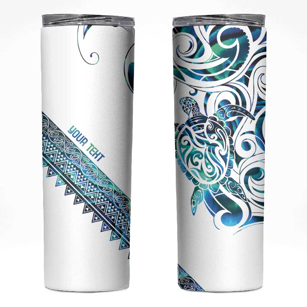 Kahui Whetu Paua shell Kowhaiwhai Taniko Personalised Skinny Tumbler Turtle Tattoo Maori Tribal Style