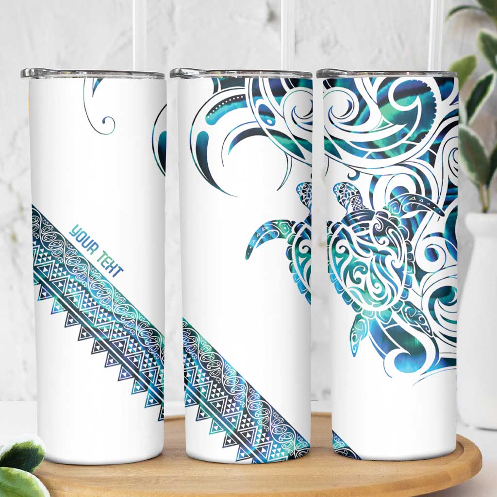 Kahui Whetu Paua shell Kowhaiwhai Taniko Personalised Skinny Tumbler Turtle Tattoo Maori Tribal Style