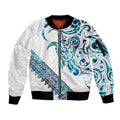 Kahui Whetu Paua shell Kowhaiwhai Taniko Personalised Sleeve Zip Bomber Jacket Turtle Tattoo Maori Tribal Style