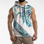 Kahui Whetu Paua shell Kowhaiwhai Taniko Personalised Sleeveless Hoodie Turtle Tattoo Maori Tribal Style