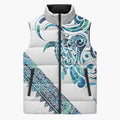 Kahui Whetu Paua shell Kowhaiwhai Taniko Personalised Sleeveless Puffer Jacket Turtle Tattoo Maori Tribal Style