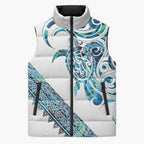 Kahui Whetu Paua shell Kowhaiwhai Taniko Personalised Sleeveless Puffer Jacket Turtle Tattoo Maori Tribal Style