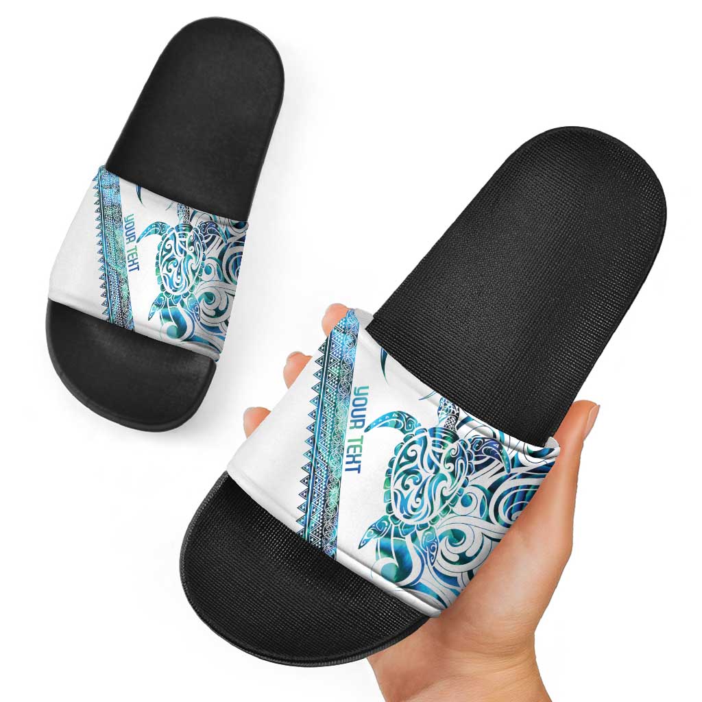 Kahui Whetu Paua shell Kowhaiwhai Taniko Personalised Slide Sandals Turtle Tattoo Maori Tribal Style