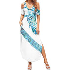 Kahui Whetu Paua shell Kowhaiwhai Taniko Personalised Summer Maxi Dress Turtle Tattoo Maori Tribal Style