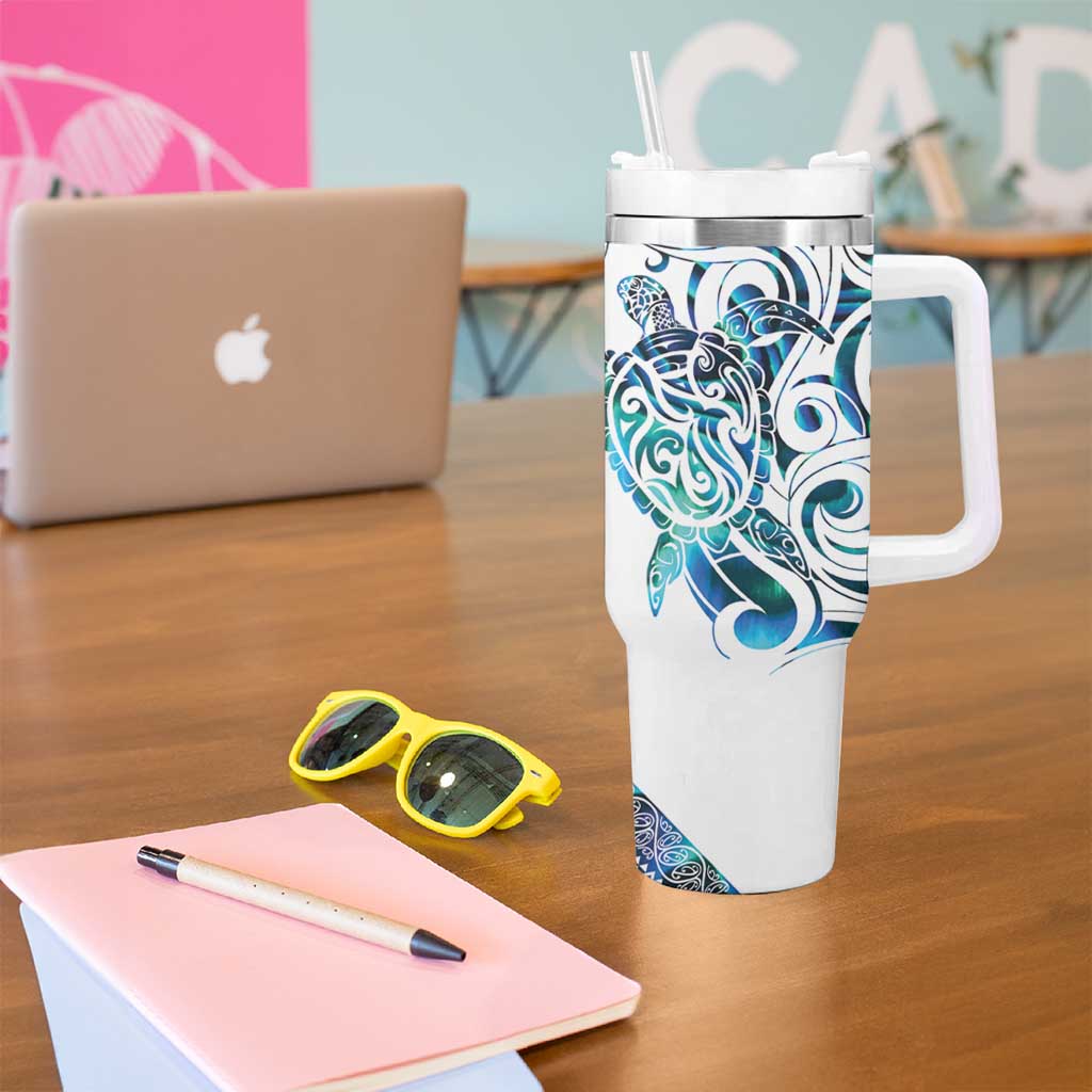Kahui Whetu Paua shell Kowhaiwhai Taniko Personalised Tumbler With Handle Turtle Tattoo Maori Tribal Style
