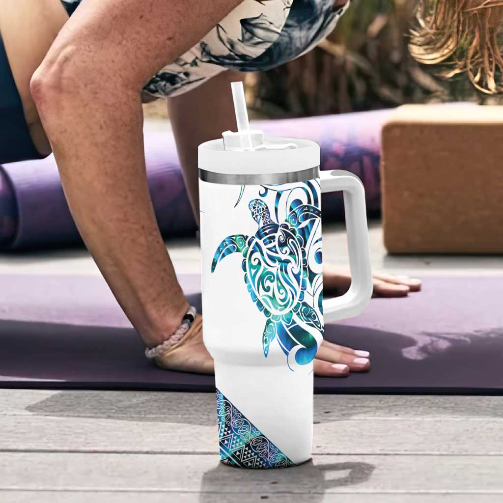 Kahui Whetu Paua shell Kowhaiwhai Taniko Personalised Tumbler With Handle Turtle Tattoo Maori Tribal Style
