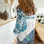 Kahui Whetu Paua shell Kowhaiwhai Taniko Personalised Women Casual Shirt Turtle Tattoo Maori Tribal Style
