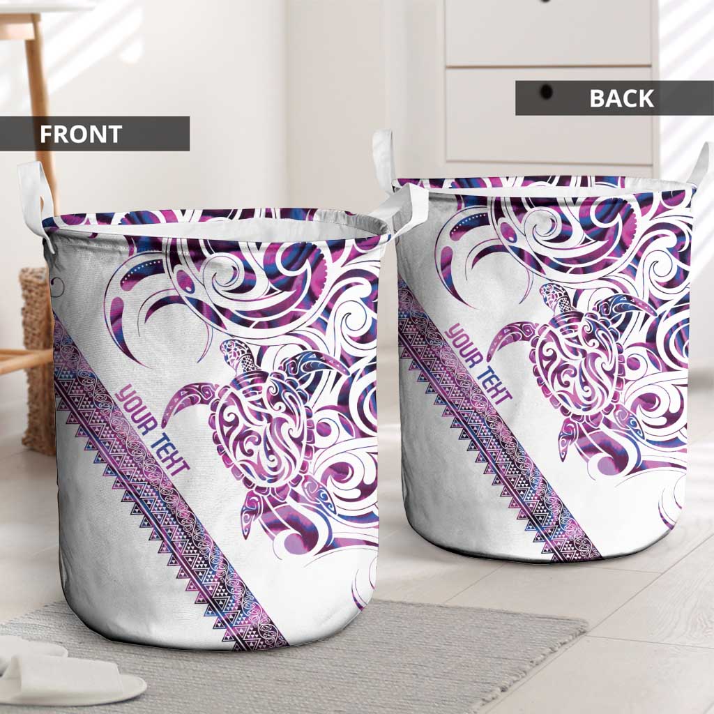 Mawhero Paua shell Kowhaiwhai Taniko Personalised Laundry Basket Turtle Tattoo Maori Tribal Style