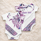Mawhero Paua shell Kowhaiwhai Taniko Personalised Baby Onesie Turtle Tattoo Maori Tribal Style