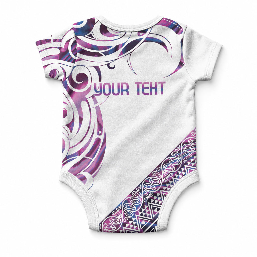 Mawhero Paua shell Kowhaiwhai Taniko Personalised Baby Onesie Turtle Tattoo Maori Tribal Style