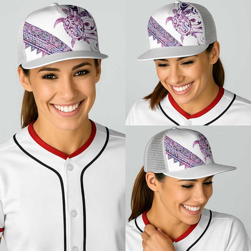 Mawhero Paua shell Kowhaiwhai Taniko Baseball Net Cap Turtle Tattoo Maori Tribal Style