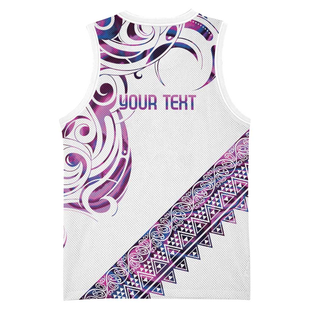 Mawhero Paua shell Kowhaiwhai Taniko Personalised Basketball Jersey Turtle Tattoo Maori Tribal Style