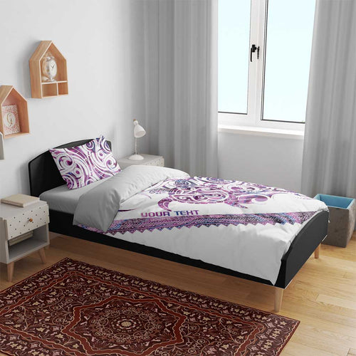 Mawhero Paua shell Kowhaiwhai Taniko Personalised Bedding Set Turtle Tattoo Maori Tribal Style