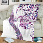 Mawhero Paua shell Kowhaiwhai Taniko Personalised Blanket Turtle Tattoo Maori Tribal Style