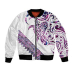 Mawhero Paua shell Kowhaiwhai Taniko Personalised Bomber Jacket Turtle Tattoo Maori Tribal Style
