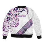 Mawhero Paua shell Kowhaiwhai Taniko Personalised Bomber Jacket Turtle Tattoo Maori Tribal Style
